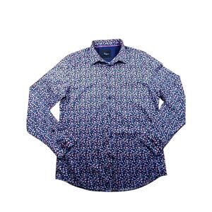 Palenzo Uomo Chemise Habillée Homme Large 16-16.5 Coton Navy Motif floral